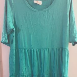 Zig Zag Stripe 2x teal tiered shirt